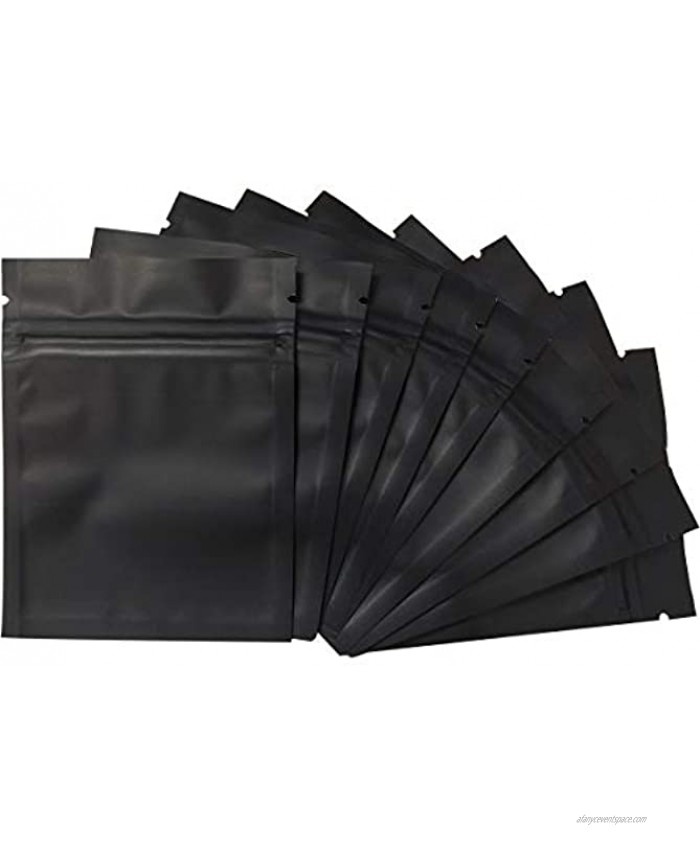 100 Pack Smell Proof Bags 3 x 4 Inch Resealable Mylar Bags Foil Pouch Bag Flat Bag Matte Black