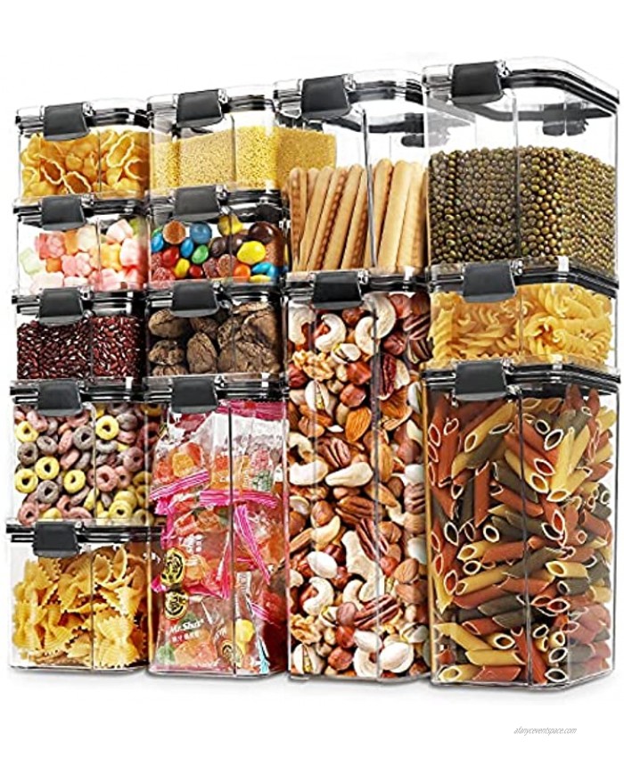 14 Pack Airtight Food Storage Container Set BPA Free Plastic Cereal Containers with Easy Lock Lids Kitchen and Pantry Organization Containers