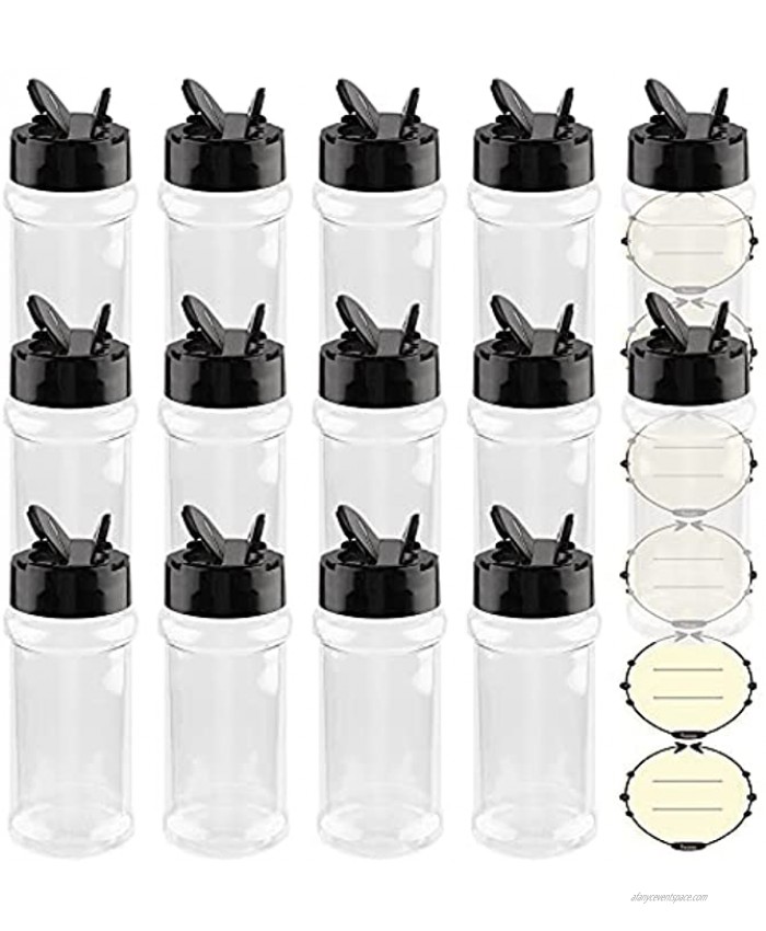 3-Oz Clear Plastic Spice Jar with Shaker Lids and Labels Tuzazo Empty Spice Jars Bottles Plastic Seasoning Containers for Storing Spice Herbs and Seasoning Powders 14 Pack