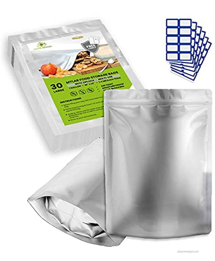 30 Mylar Bags for Food Storage Extra Thick 7 mil mylar bags 10x15 1 Gallon Mylar Bags 1 Gallon Resealable Mylar Bags Large Mylar Bags for Long Term Food Storage bags Mylar ziplock bags