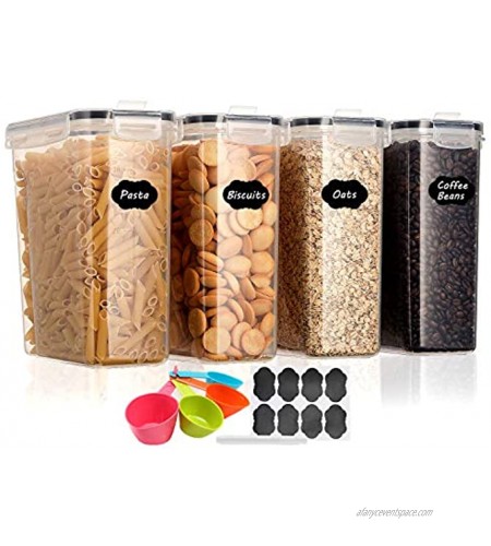 Aitsite Airtight Food Storage Containers 4 Pieces 4L 135.2oz- Plastic BPA-Free Kitchen Pantry Storage Containers for Sugar Flour and Baking Supplies Dishwasher Safe