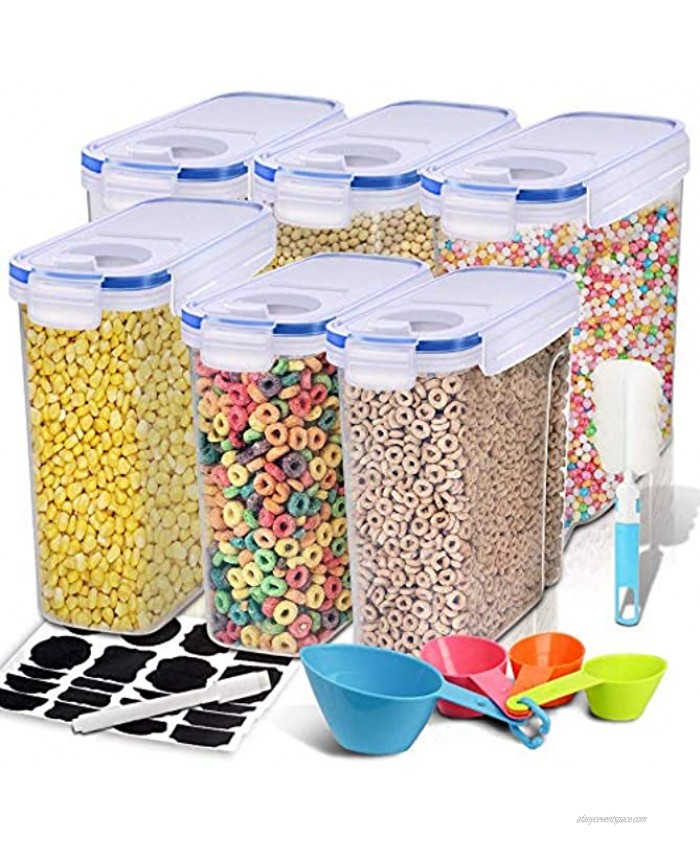 Cereal Container EAGMAK Airtight Dry Food Storage Containers BPA Free Large Kitchen Pantry Storage Container for Flour Snacks Nuts & More Blue Set of 6