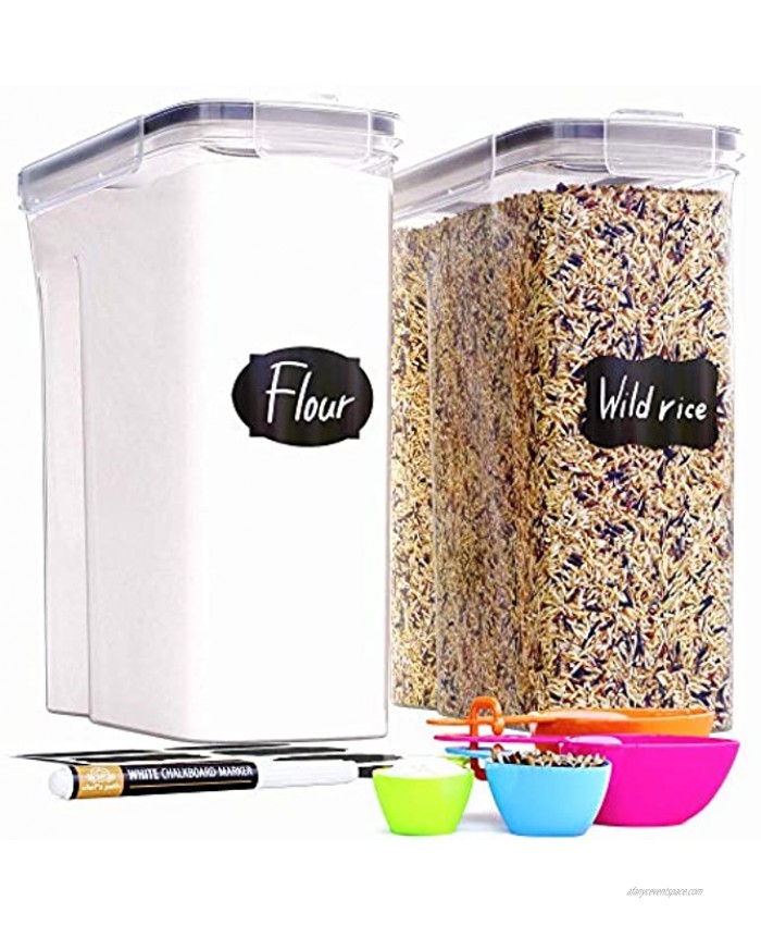 Extra Large Tall Food Storage Containers 213oz for Rice Flour Sugar & Cereal Airtight Kitchen & Pantry Organization Bulk Food Storage BPA-Free 2 PC Set Canisters Pen & Labels Chef’s Path