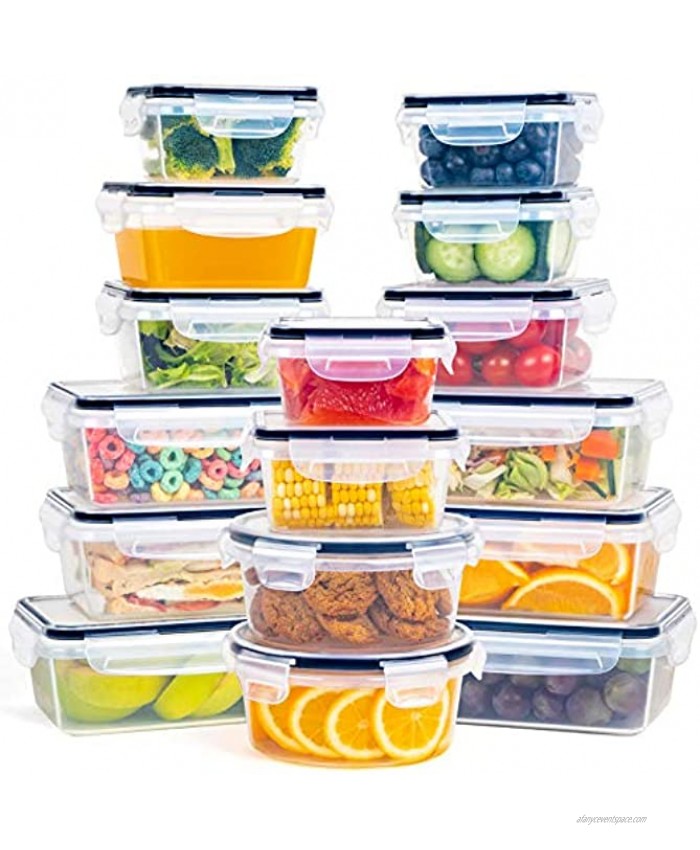 Food Storage Container Set 16 Piece Airtight Plastic Storage Containers with Lids Leak Proof Snap Lock BPA Free Microwave and Dishwasher Safe FOOYOO