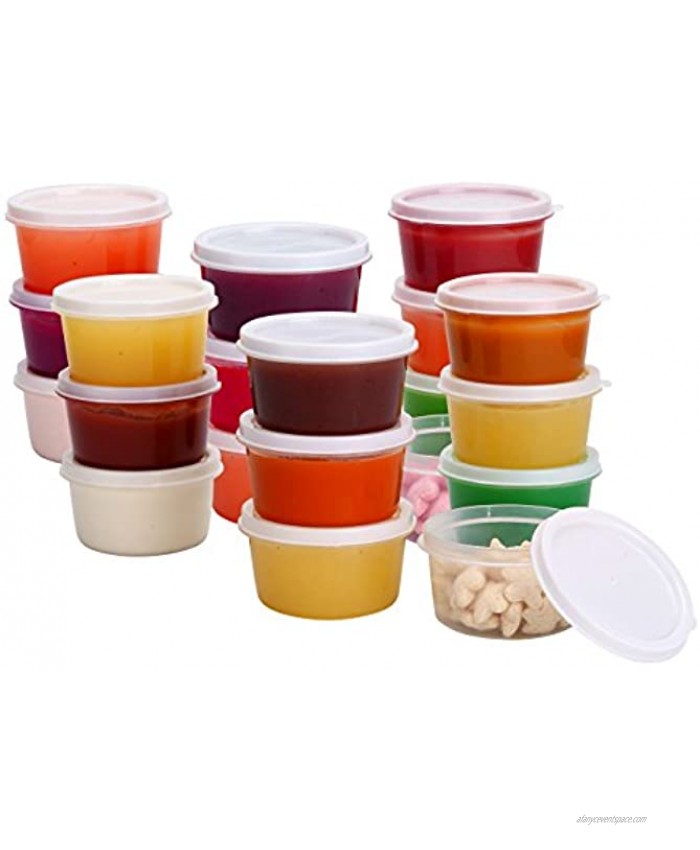 Greenco Mini Food Storage Containers Condiment and Sauce Containers Baby Food Storage and Lunch Boxes Leak-resistant 2.3 oz Each Round Containers Set of 20