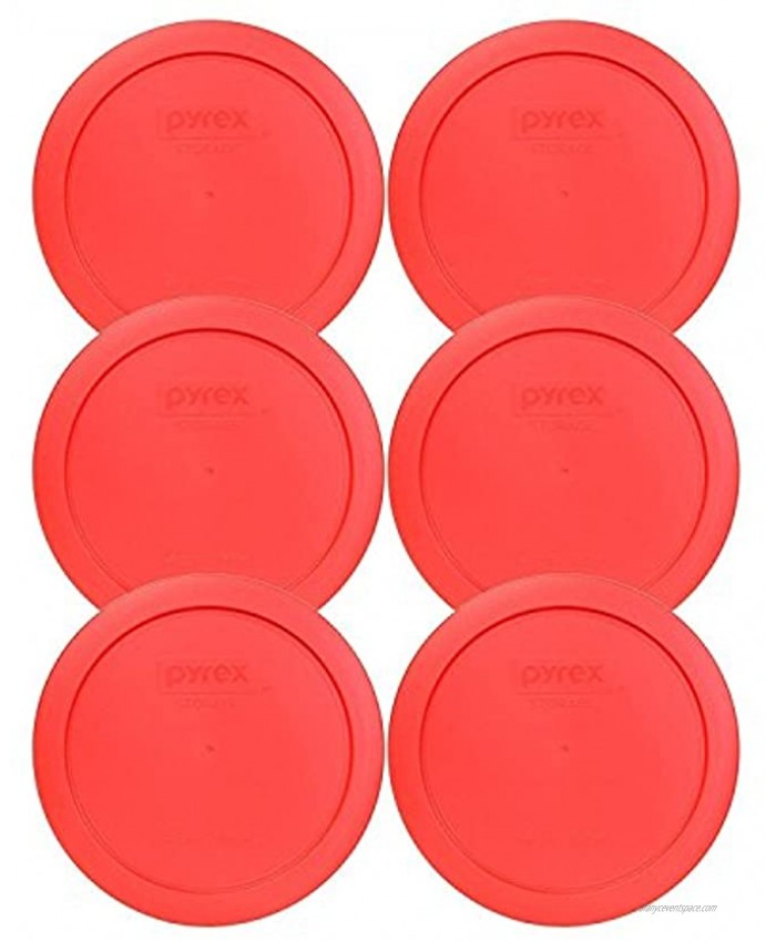 Pyrex 7201-PC 4 Cup Red Round Plastic Food Storage Lid 6 Pack