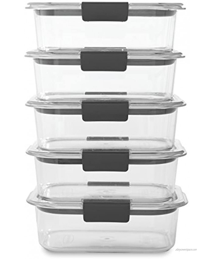 Rubbermaid Brilliance Food Storage Container BPA free Plastic Medium 3.2 Cup 5 Pack Clear