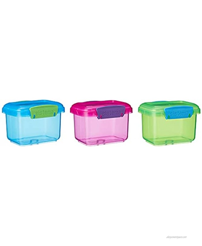 Sistema Lunch Collection Food Storage Containers 1.6 Cup 3 Pack Blue Green Pink | Great for Meal Prep | BPA Free Reusable