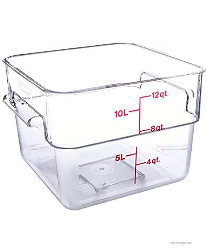 Cambro 12-Quart Camwear Square Food Storage Container Polycarbonate Clear NSF