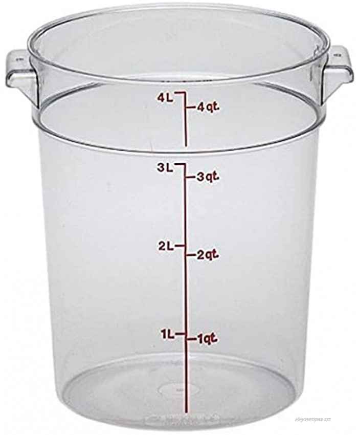 Cambro RFSCW4135 Camwear Round Food Storage Container Polycarbonate 4-Quart Clear NSF