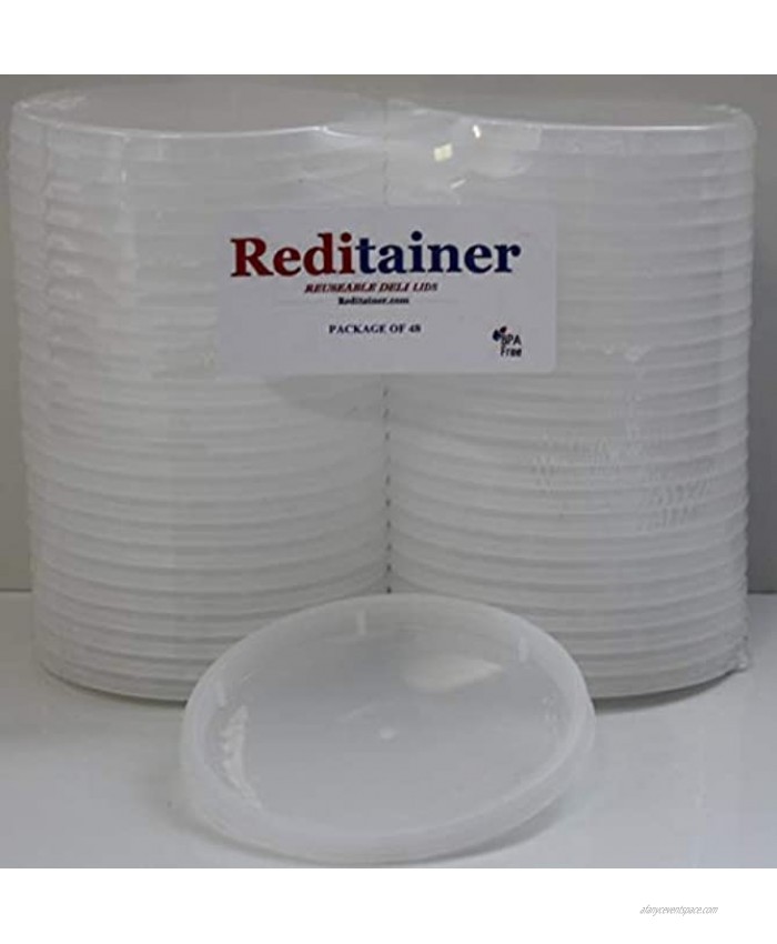 Reditainer Deli Container Lids Airtight Durable Plastic Lids Replacement Reusable Deli Lids for Reditainer Deli Containers LIDS ONLY Package Count 48