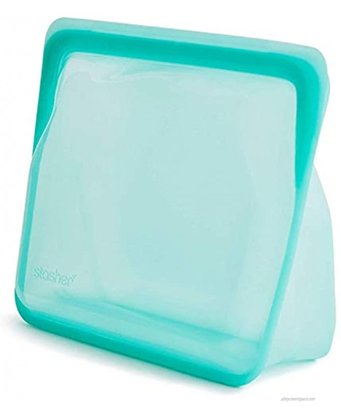 Stasher Re-Usable Food-Grade Platinum Silicone Stand Up Bag for Eating from Cooking Freezing and Storing in Organising Travelling 17.80 x 20.30 cm 1.65 Litre 56 Fluid Ounces Aqua