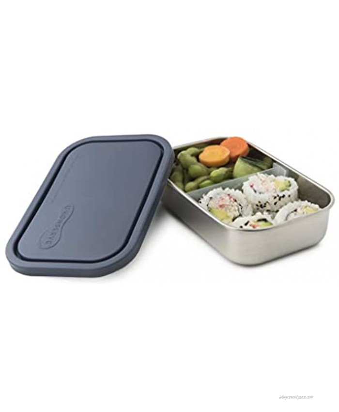 U-Konserve Divided Rectangle Stainless Steel Bento Box Lunch Container 25oz Ocean Airtight Lid Removable 2-Section Divider Dishwasher Safe BPA Free