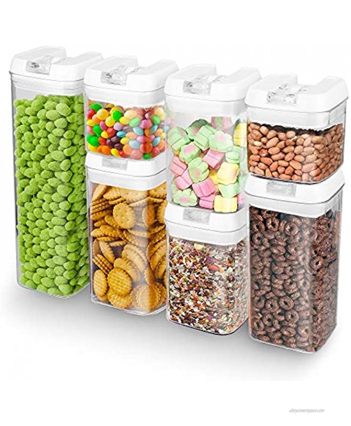 7-Piece Airtight Food Storage Containers ENLOY Plastic BPA-Free Kitchen & Pantry Organization Containers with Lids for Cereal Spaghetti Noodles Pasta 15oz 25oz 38oz 60oz