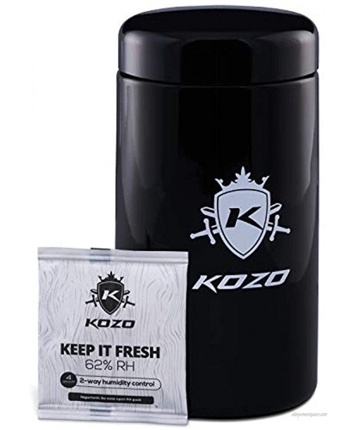 KOZO Airtight Storage Jar with Lock Made of Black Glass with UV Protection. Airtight Container with Humidity Pack. Keep your Serving Spices Herbs Coffee and Sugar Fresh for Longer 500 ml