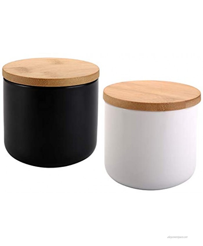 Lawei Set of 2 Ceramic Food Jars with Lids 8 Oz Food Storage Canisters Ceramic Coffee Jars for Serving Cookie Coffee Sugar Tea Flour and More