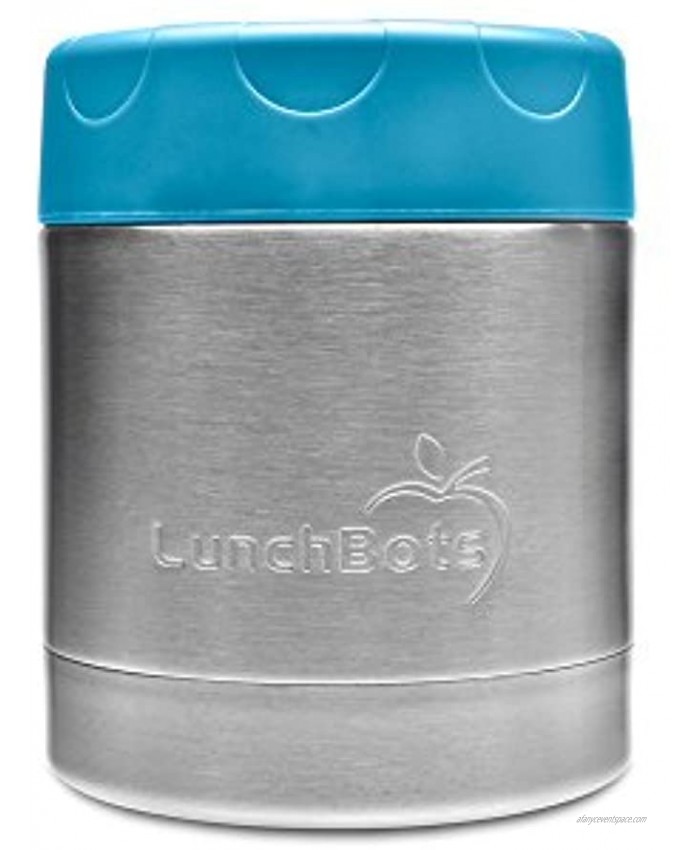 LunchBots Thermal 8 oz Triple Insulated Food Container Hot 6 Hours or Cold 12 Hours Leak Proof Thermos Soup Jar All Stainless Interior Aqua