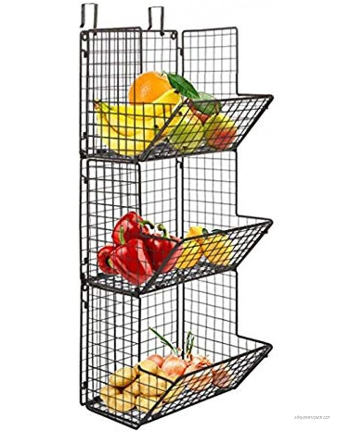 Hanging fruit basket rustic shelves Metal Wire 3 Tier Wall Mounted over the door organizer Kitchen Fruit Produce Bin Rack Bathroom Towel Baskets fruit stand produce storage rustic decor shabby chic