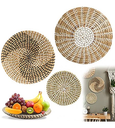 Purely Handmade Wall Basket Boho Decor Bilinavy Woven Wall Decor Baskets Hanging Wall Baskets Unique Wall Art for Kitchen Bedroom and Living Room 3 Sets