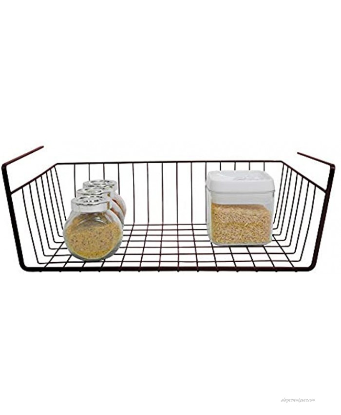 Smart Design Undershelf Storage Basket Medium Snug Fit Arms Steel Metal Wire Rust Resistant Under Shelves Cabinet Pantry & Shelf Organization Kitchen 16 x 5.5 Inch [Bronze]