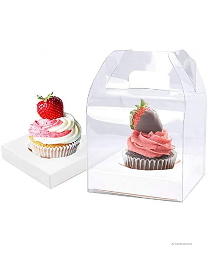 30 PCS Individual Cupcake Containers Single Cupcake Boxes with Handle and Inserts