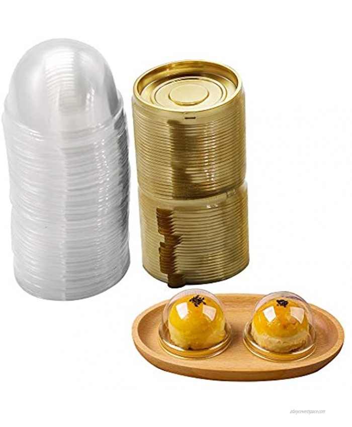 50 Pcs Individual Cupcake Containers Mini Cake Dessert Single Muffin Pod Plastic Boxes Carrier Holder With Lid Gold