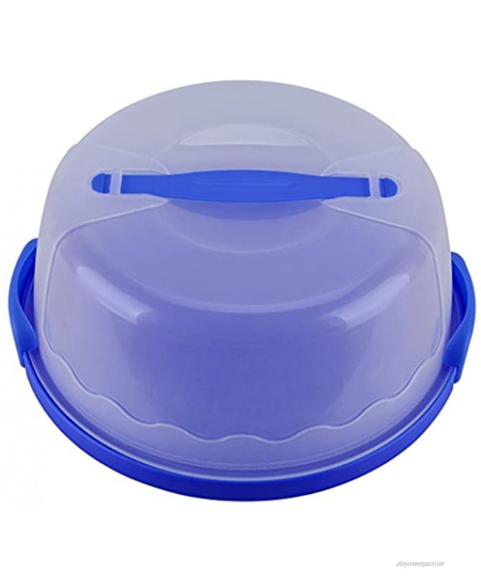 HelloCupcake Portable Cake and Cupcake Carrier Storage Container 10.4 Diameter Inside Cover Translucent Dome Perfect for Transporting Cakes Cupcakes Pies or Other Desserts Blue