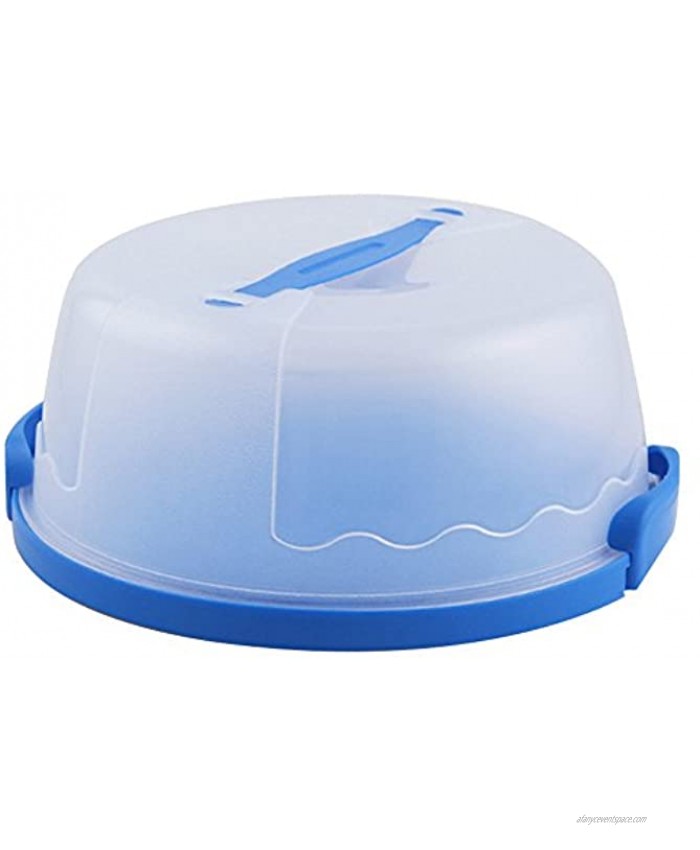 Portable Round Cake Carrier with Handle Pie Saver Cupcake Container Up to 10 Inch Translucent Dome for Transporting Cakes Cupcakes Cookies Pies or Other Desserts Blue