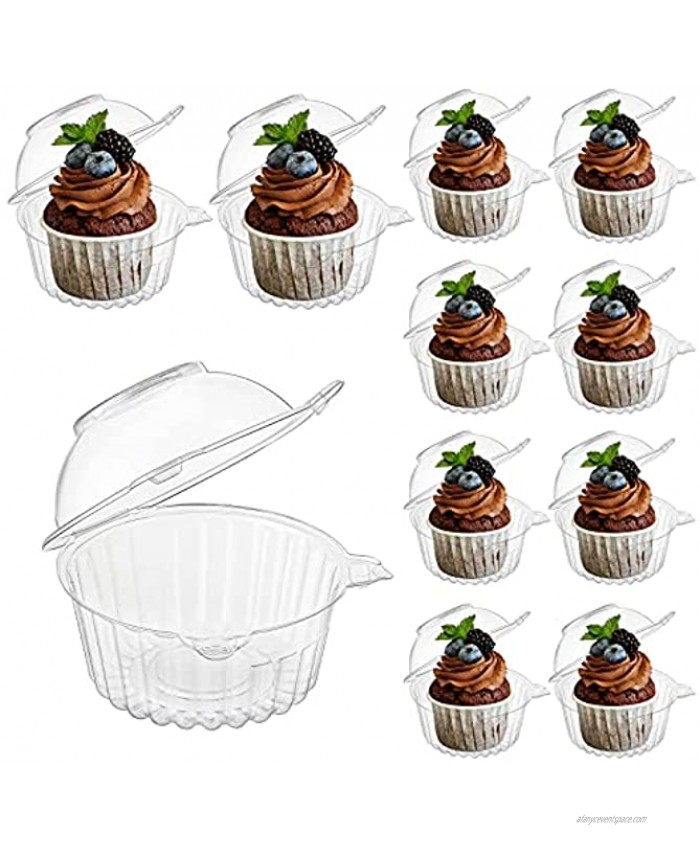 Sgran 200 Pack Individual Cupcake Holders Clear Plastic Cupcake Boxes Single Cupcake Containers for Cake Muffin Kitchen and Party