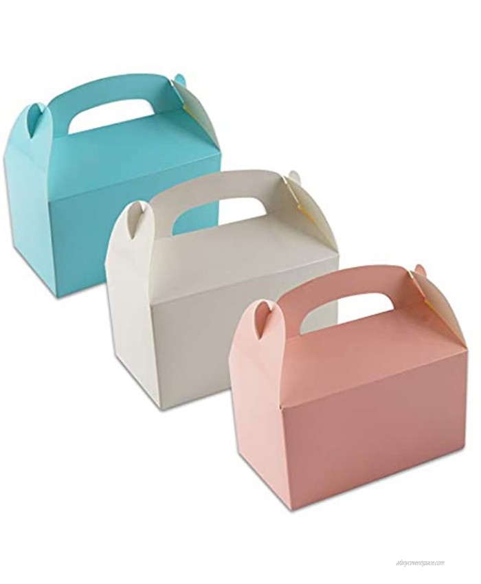 Treat Boxes Party Favor Boxes 24 Pack Cardboard Gift Birthday Party Shower Loot Decorations Candy Goodie Boxes for Christmas Wedding Bakery Parties 3 Color Blue Pink White 6.29 x 3.54 x 3.54