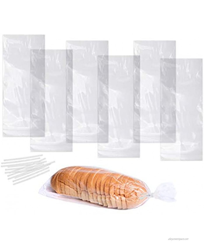 Plastic Bread Bags for Homemade Bread 300 18x8x4 Bakery Loaf Bag and Ties