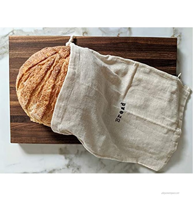 Set of 2 Extra Large Farmhouse Natural Linen 12x15 Artisan Boule Bread Bags Reusable Drawstring Bag for Homemade Bread Storage Perfect for Bakers House Warming Reusable Food Storage