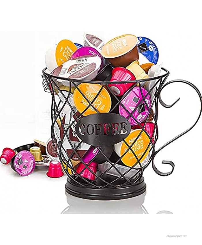 K Cup Holder Coffee Pod Holder Coffee Capsule Holder k cup organizer for Counter Coffee Bar Accessories & Decor for 50 K cup organization Storage,Coffee Pod Holder OrganizerBlack