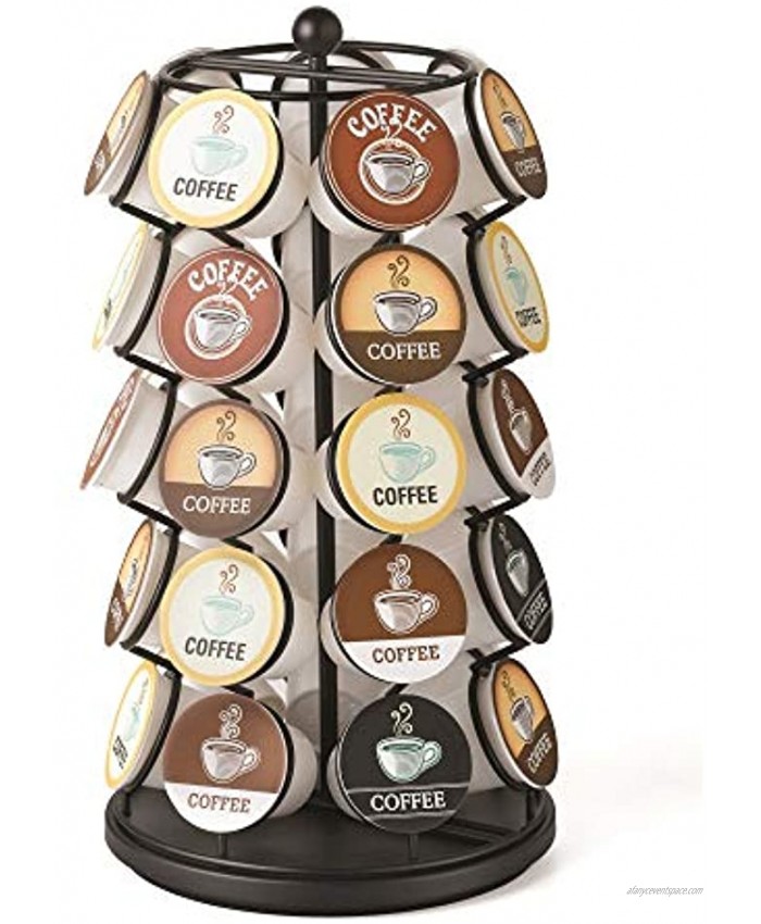 Nifty Coffee Pod Carousel – Compatible with K-Cups 35 Pod Pack Storage Spins 360-Degrees Lazy Susan Platform Modern Black Design Home or Office Kitchen Counter Organizer