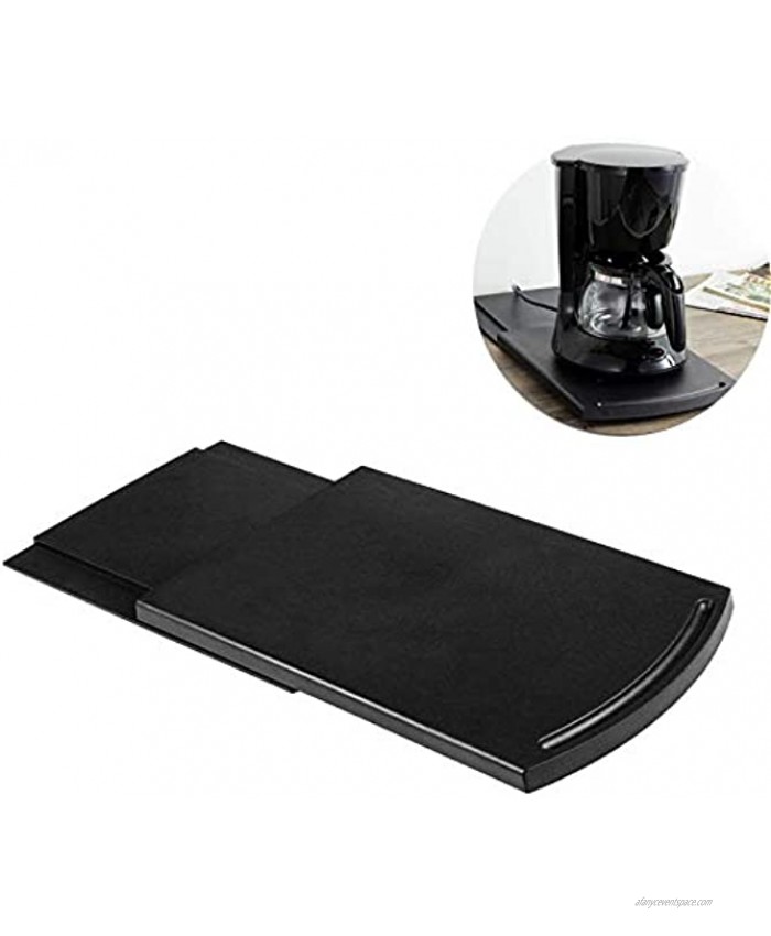 Sliding Coffee Maker Tray 12 Black Caddy Slider Under Cabinet Appliance for Blender Toaster Storage with Smooth Rolling Wheels and Sturdy ABS