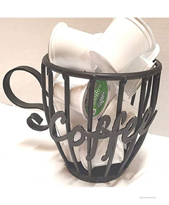 Wrought Iron Kup Keeper Coffee & Espresso Pod Holder Coffee Mug Storage Basket Coffee In Cursive Script
