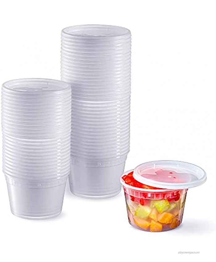 48 Sets 16 oz. Plastic Deli Food Storage Containers with Airtight Lids