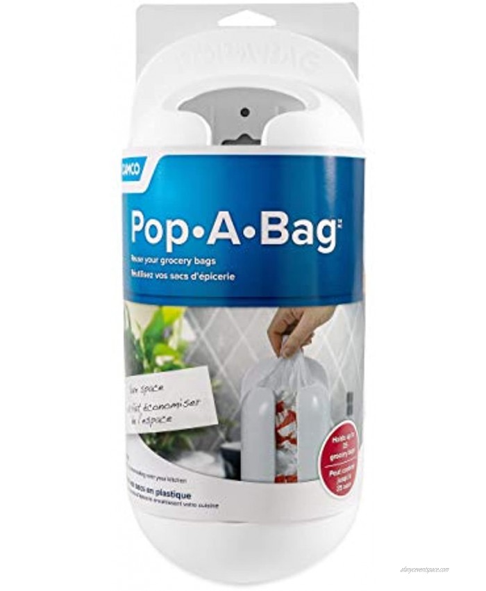 Camco Pop-A-Bag Plastic Bag Dispenser- Neatly Store and Reuse Plastic Grocery Bags Easily Organize and Conserve Space in Your Kitchen White 57061