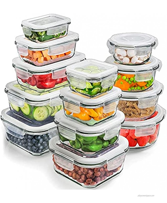 Glass Storage Containers with Lids 13-Pack Glass Food Storage Containers Airtight Glass Containers with Lids Glass Meal Prep Containers Glass Food Containers by Prep Naturals