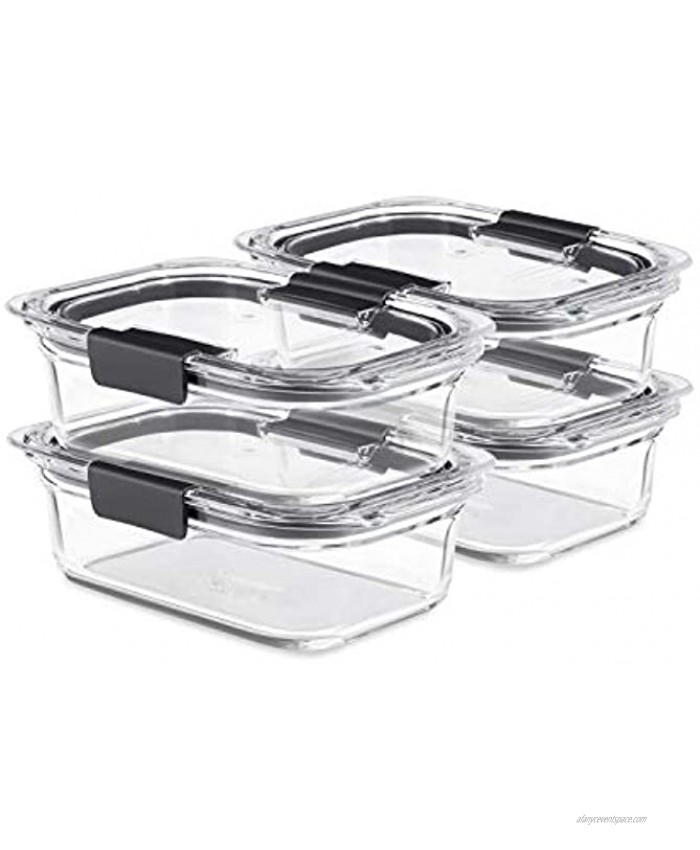Rubbermaid Brilliance Glass Storage 3.2-Cup Food Containers with Lids 4-Pack 8 Pieces Total BPA Free and Leak Proof Medium Clear