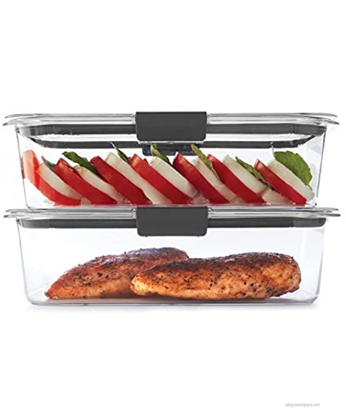 Rubbermaid Leak-Proof Brilliance Food Storage Set | 9.6 Cup Plastic Containers with Lids | Microwave and Dishwasher Safe 2-Pack Clear