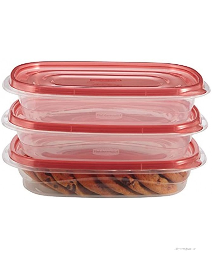 Rubbermaid TakeAlongs Rectangle Food Storage Container 4 Cup Tint Chili 3 Count