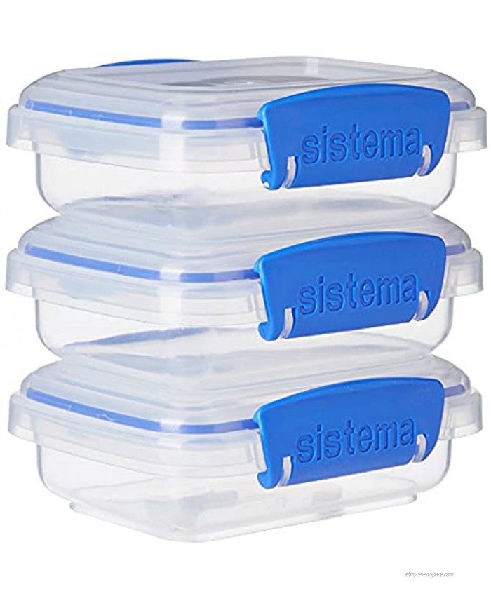 Sistema KLIP IT Rectangular Collection Food Storage Container 6.7 oz. 0.2 L Clear Blue 3 Count