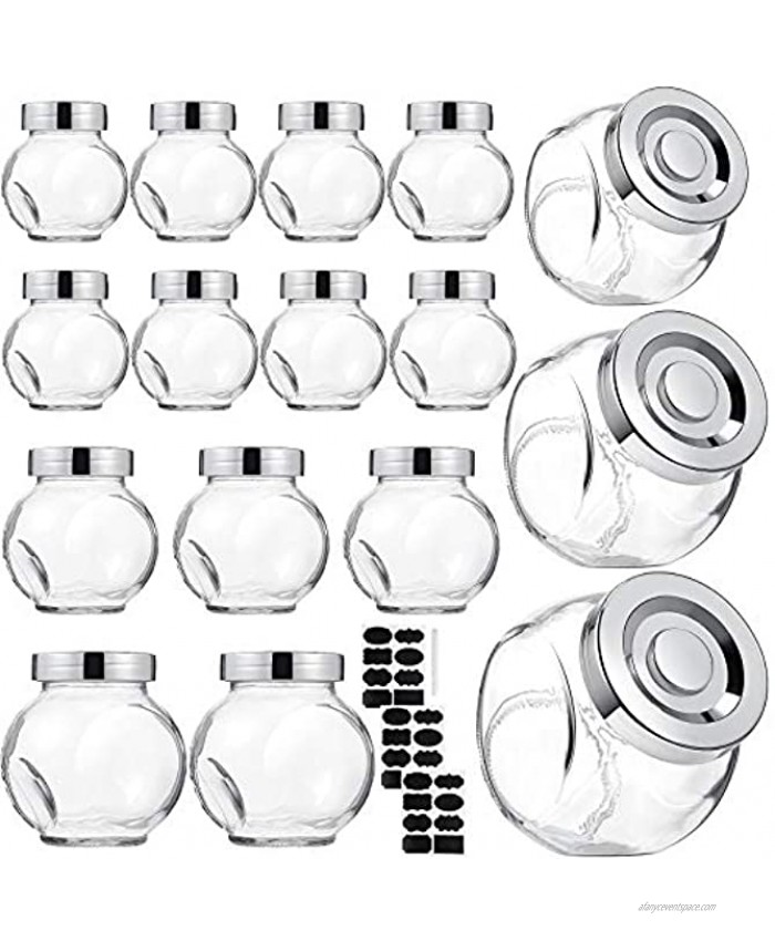 14 Pieces Glass Candy Jars 3.4 6  13 oz Kitchen Storage Multi Purpose Snack Jars with 3 Sheets Chalkboard Labels and an Erasable Chalk Pen for Storing Snacks Candies Dried Food