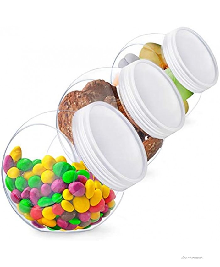 Candy Jar Candy Jars with Lids Cookie Jar for Kitchen Counter Plastic Candy Jars for Candy Buffet and Party Table Candy Buffet Containers Cookie Jars with Lids Set Candy Holder Clear Plastic Jars with Lids 3 Pack 48 oz
