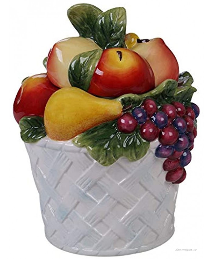 Certified International Ambrosia 3-D Fruit Basket Cookie Jar 88 oz Multicolored