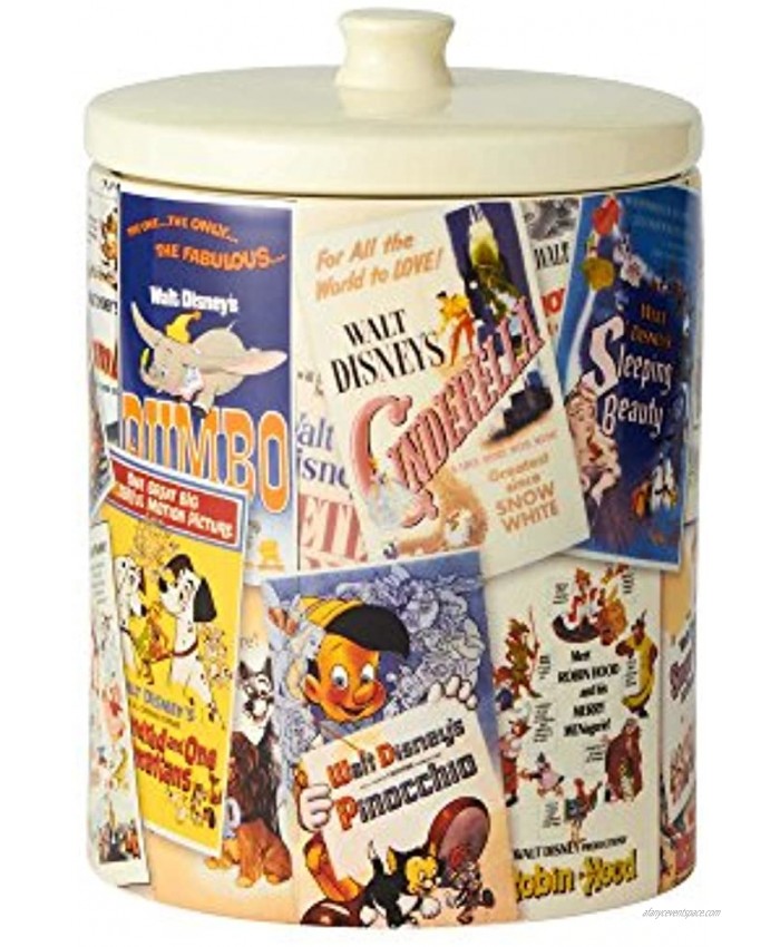 Enesco Ceramics Classic Disney Film Posters Cookie Jar Canister 9.25 Inch Multicolor
