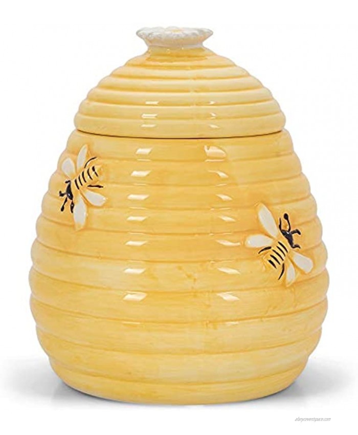 Honeycomb Yellow Beehive 7 x 8 Dolomite Decorative Tabletop Cookie Jar Canister