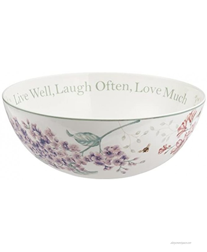 Lenox Butterfly Meadow Live Well Laugh Often Love Much Serving Bowl White -