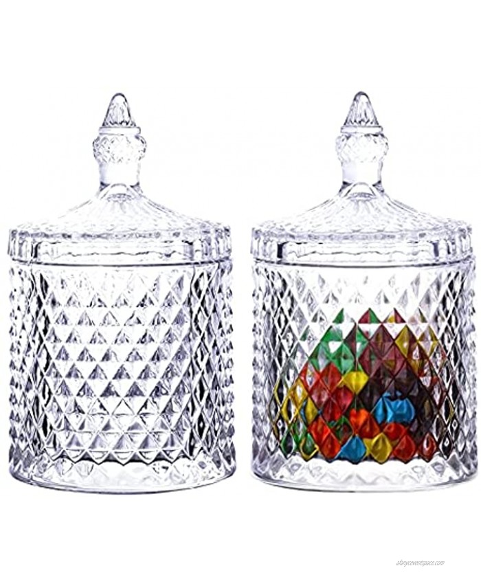 SNGU DZS Transparent Crystal jar with Crystal Lid,Widely Used Sugar Bowl，Decorative Candy Jar，Candy Bowl，Cookie Tin，Biscuit Barrel Set of 2